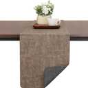 Table Runners 94 Inches Long, Dual-Sided Faux Leather Farmhouse Table Runner Waterproof Heatproof Non-Slip for Living Room Party Home Decor Holiday Decorations(Gray Brown, 12 x 94 Inch)