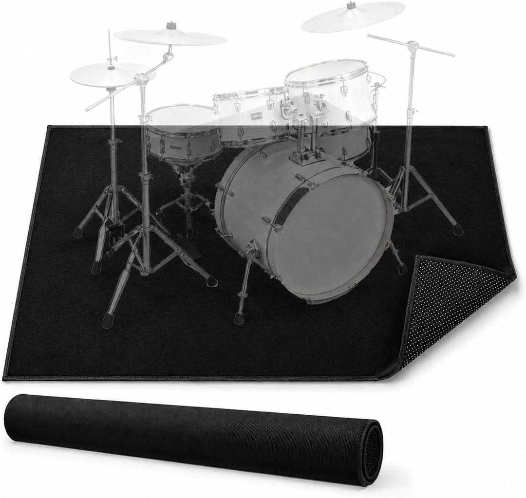 4 x 6 Ft Drum Rug: Non-Slip Carpet for Bedroom or Living Room or Office, Washable Indoor or Outdoor or Floor Mat (Black)