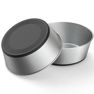 WROSWT 304 Stainless Steel Dog Bowls Set of 2, Anti Rust Metal & Non Slip Rubber Base, Heavy Duty Large Feeding Dishes, Food Grade BPA Free, Food and Water Bowl for Medium Dogs (48oz, 6cup)