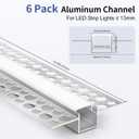 Plaster-in LED Aluminum Channel 3.3FT/1M 6 Pack Trimless Recessed LED Strip Light Diffuser Channel Drywall LED Profile with Milky Diffuser for Ceiling and Wall Lighting, Double-Sided-6 Pack