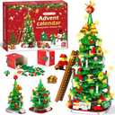 Advent Calendar 2025 Christmas Tree Building Blocks for Adult Kids,24 Day Countdown Calendar Transform Xmas Tree Building Toys with LED Light,888+ Pieces,Christmas Gift for Teen Girls Boys