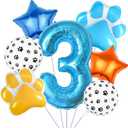 Dog Balloons Decoration Supplies Include 40 IN Number 3 Balloon Dog Paw Balloons Paw Print Balloon for Pet Dogs Themed 3rd Birthday Decorations for Girls Boys