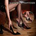 HTRUIYA Women Shiny Backseam Pantyhose Sexy Sheer Seamed Tights Control Top Oil Stocking Pantyhose for Women (One Size, Black)