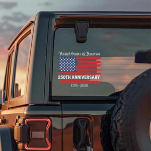 2pcs 1776-2026 250th Anniversary of The Independence of USA United Stated of America Car Decal Sticker, American Flag Patriotic Vinyl Bumper Sticker, for Car Windows, Pack Of 2