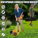 Electric Weed Wacker Cordless Eater, No String Trimmer Battery Powered 3-in-1 Lightweight Grass Trimmer/Brush Cutter/Edge, 4 Types Blade, Stringless Weed Trimmer with Wheels for Lawn Yard Garden