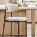 COLAMY Bar Stool, Counter Height Bar Stool, Upholstered Counter Stool with Wood Legs for Kitchen Island Dining Room Bar, Beige, 1 Stool