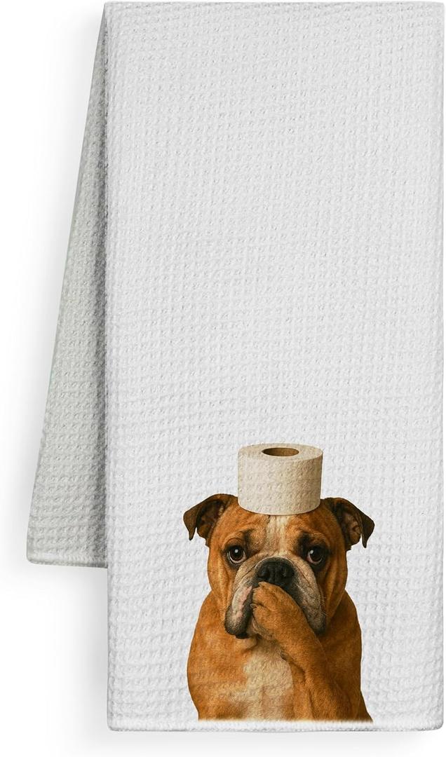 FGFK Funny French Bulldog Bathroom Hand Towels, French Bulldog Gifts for Women, Funny Frenchie Dog Hand Towels for Bathroom Spa Gym Washroom Decor, Frenchie Mom Gifts, 16x24 Inch Set of 2