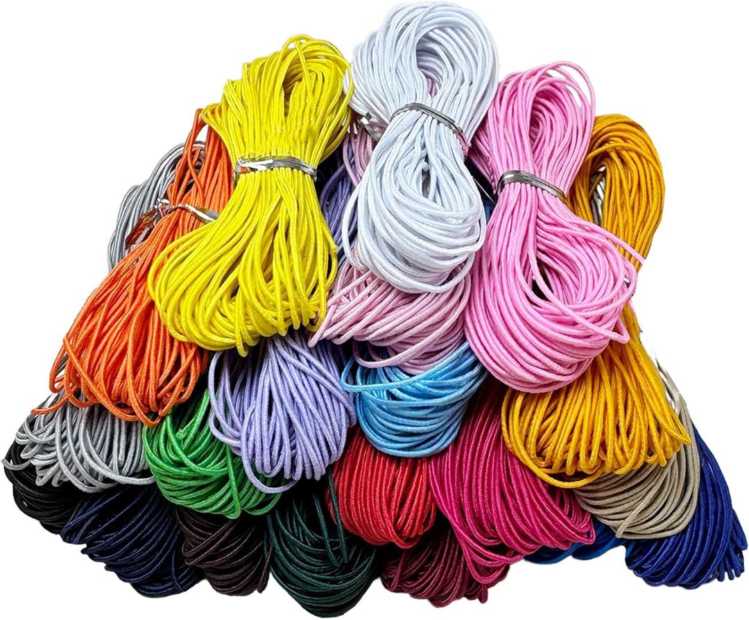 Round Colored Elastic Cord 0.8mm-0.03inch 600 Feet Strong Stretch String for Bracelet Making, DIY Jewelry String - Stretchy Beading Cord for Necklaces, Journals, Sewing Crafts & Hair Bands (Mixed)