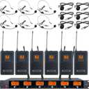 Wireless Microphone System 6 Channel Lavalier Mic Bodypacks Lapel Headsets Frequency B Wedding Party Meeting School Church Speaking Conference Meeting Classroom