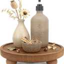 EOSAHR Farmhouse Wood Risers for Bathroom Decor - Decorative Pedestal Tray for Your Kitchen and Home - Rustic Round Waterproof Display Stand Organize for Your Soap, Plants, Jewelry, Perfume(Brown)