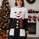 MOUSYA Women Dress Shirt Christmas Long Sleeve Tops Santa Printed Pullover Loose Plus Size T-Shirt Blouse with Pockets (White, S)