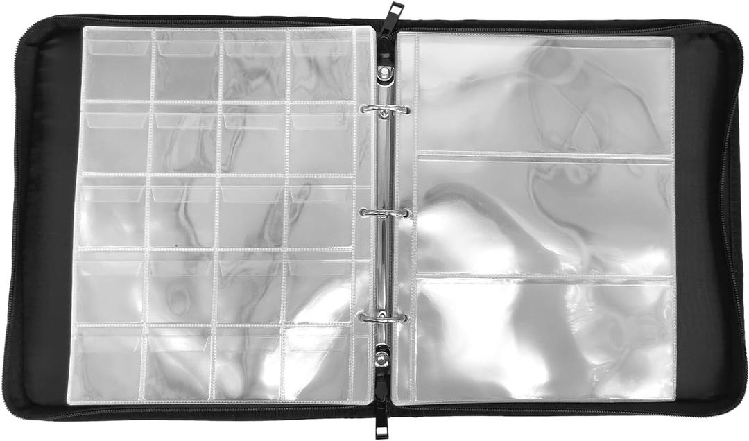 Fireproof & Waterproof Coin and Currency Collector Album, Coin Collection Book Holder for Collectors, Holds 36 Banknotes & 360 Coins