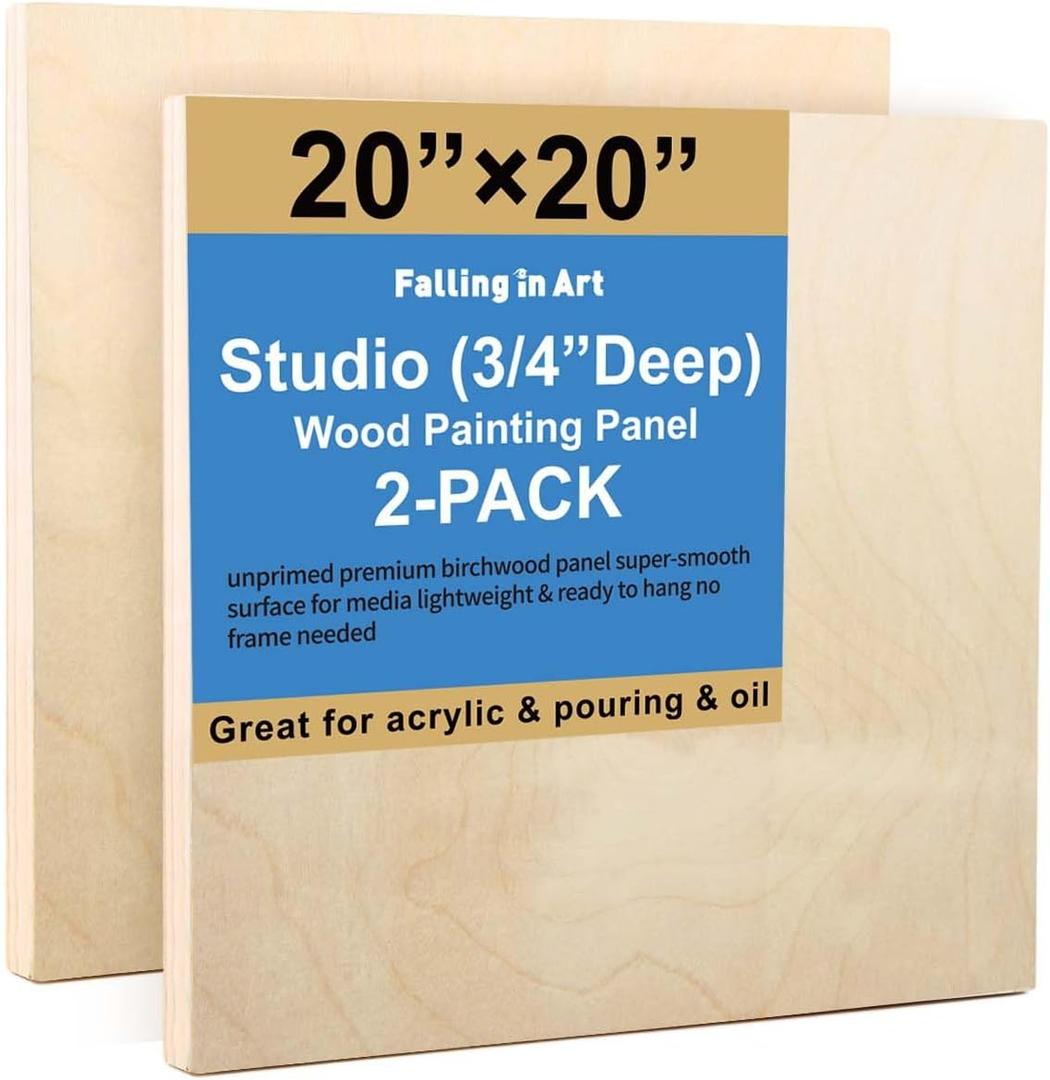2 Pack 20x20 Unfinished Birch Wood Panels Kit for Painting
