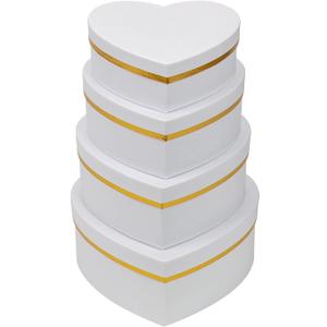 Oairse White Gift Boxes with Lids for Present Heart Shaped Flower Boxes for Arrangements Set of 4 Floral Gift Boxes for Bridesmaid, Proposal, Wedding, Birthday, Baby Showers