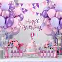 61pcs Pink and Purple Balloons, 12 Inch Purple Pink Confetti Latex Balloons, Metallic Balloon for Bridal Baby Shower Wedding Women Birthday Party Decorations
