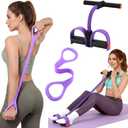 2 Pcs Fitness Resistance Bands 6 Tube Pedal Resistance Bands with Handles 8 Shaped Training Elastic Ropes Multifunction Tension Ropes for Waist Arm Shoulder Leg Back Home Workout (Purple)