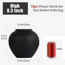 8.3 Matte Black Ceramic Vase Modern Rustic Decorative Vase for Pampas Grass, Flowers & Greenery Small Round Table Centerpiece for Living Room, Entryway, Shelf Decor