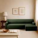 COVER QUEEN Sectional Couch Cover for L-Shaped Chaise Sofa, 1-Piece Washable Furniture Protector, Super Stretch Fabric, Pet Friendly for Dogs and Cats, Gallant, Green, Right-Facing Chaise