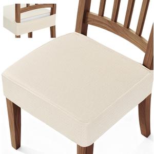 Songrey Waterproof Seat Covers for Dining Chairs Set of 6, No Rear Chair Covers, Stretch Removable Washable Chair Slipcover Protector, Beige