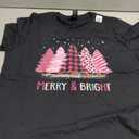 Merry and Bright Pink Christmas Tree Cute Xmas Costume Women T-Shirt M
