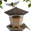 FUNPENY Bird Feeders for Outdoors Hanging, Gazebo Wild Bird Seed Feeder for Outside Roof Yard Garden Decorations, Brown