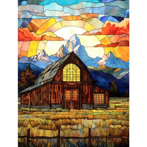 America Rocky Mountains Diamond Painting DIY 5D, Numbering Kit, Abandoned Barn Crystal Rhinestone Diamond Painting Forests Pictures USA Landscape Artwork Home Decor Adults Gift(12''Wx 16''H)