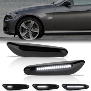 Gempro Sequential White LED Side Marker Light Turn Signal Lamps for BMW E84 E81 E82 E87 E88 E90 E91 E92 E93 E46 E53 X3 E83 X1 Smoke Len, 2PCS