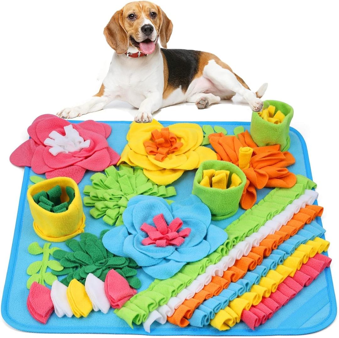 ORIA Snuffle Mat for Dogs, 20x20'' Interactive Dog Puzzle Toy, Non-Slip Treat Feeding Mat for Boredom, Slow Eating, Keep Busy, Pet Foraging Mat for Small Medium Large Dogs Cats Rabbits (Blue)