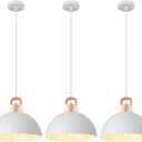 Farmhouse Pendant Light; 3 Packs 11.8 inch White Pendant Light; Kitchen Pendant Lights; Industrial Pendant Lighting; Pendant Lights Kitchen Island for Bedroom; Living Room; Library; Office