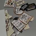 22 Pcs 2025 Graduation Tiered Tray Signs Sets Farmhouse Wooden Class of 2025 Graduation Signs for Home Party Tiered Tray Table Office Desk(Black Gold)