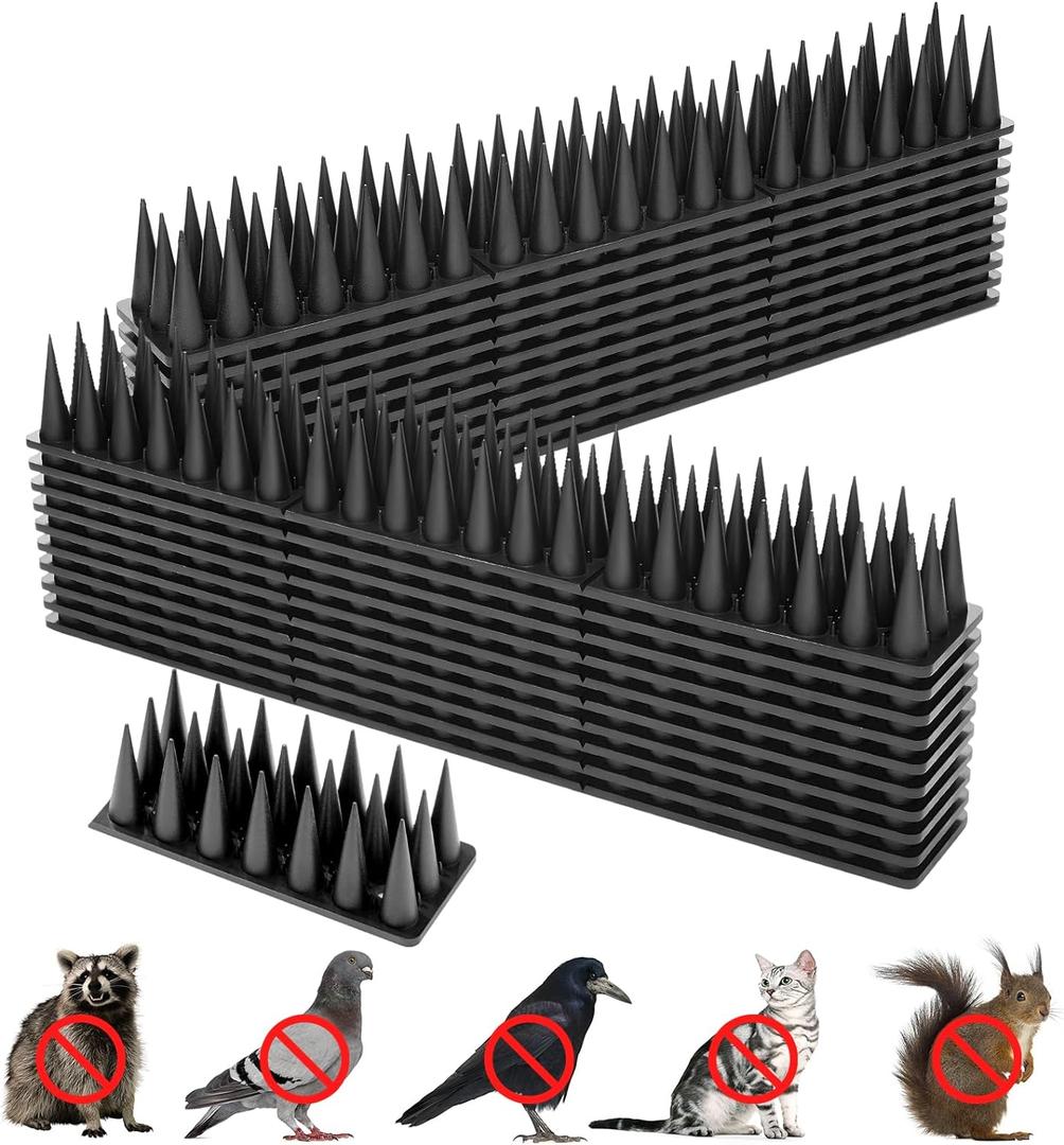 Bird Spikes, 20 Pack Squirrel Raccoon Pigeon Cat Animal Deterrent Spikes for Outside Anti Bird Defender Outdoor to Keep Birds Away (Black)