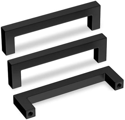 goldenwarm 10 Pack Black Cabinet Pulls 5in Drawer Pulls Modern Kitchen Cabinet Handles Black Dresser Stainless Steel Hardware