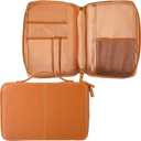 Top Grain Leather Bible Cover for Men Women Buffalo Genuine Leather Bible Case Book Holder Bag with Zipper Handle Back Pocket Bookmark Father's Day Religious Gift(Light Brown,Medium,Classic)