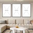 Large Neutral Abstract Wall Art Set of 3 Framed Canvas Prints, 24x36 Inch Modern Beige Black Abstract Paintings with Gold Accents, Minimalist Wall Decor for Living Room Bedroom Dining Room, Metal Frame Ready to Hang