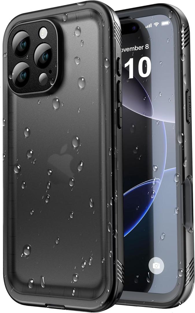 SPORTLINK for iPhone 16 Pro Waterproof Case - Shockproof Dustproof Case with Built-in Clear Screen Protector, Full Body Heavy Duty Sealed Protective Cover for i Phone 16 Pro 6.3" Black