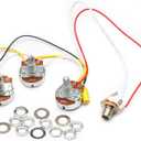 SAPHUE Bass Wiring Harness Prewired Kit 250K Big Pots 2 Volume 1 Tone For Jazz Bass Electric Guitar Parts