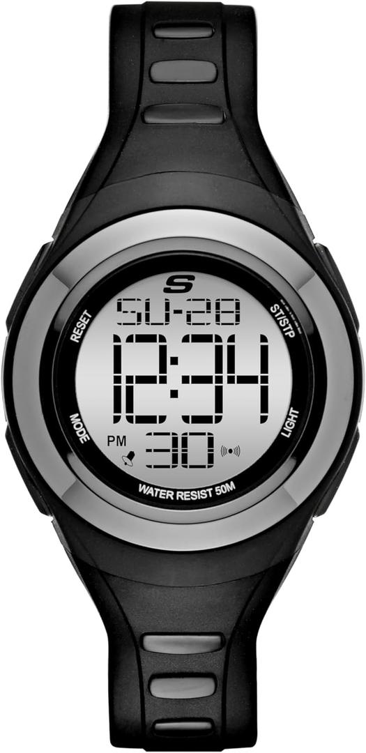 Skechers Tennyson Silicone Digital Watch for Women (Black, Grey)