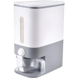 Rubtlamp 22.5-25 Lbs Gray Rice Dispenser, Rice Container with Lid, Rice Storage Container with Measuring Cup, Food Dispenser Rice Container, Storage Container for Cereal, Household Rice Bucket (Grey)