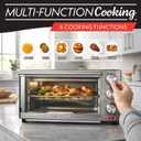 Gourmia Air Fryer Toaster Combo - 6-in-1 Multi-function Countertop Oven Adjustable Temperature & Timer, Fry Basket, Baking Pan, Oven Rack & Pullout Crumb Tray, Stainless Steel