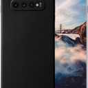 Compatible with Samsung Galaxy S10 Plus Soft Liquid Silicone Gel Cell Phone Mobile Basic Back case Cover casing Funda Para (Black)