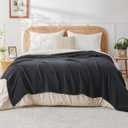 EMME Cotton Muslin King Blanket Bed Layering Breathable Gauze Blanket Soft Lightweight Blankets Adults (Black, 108"x90")