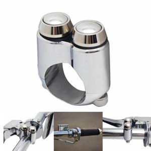 2 Buttons CNC Hand Control Momentary Switch Micro Switch, for 7/8 Inch 22mm Bars Handlebar Bobber Cafe Racer Chopper Universal (Chrome)