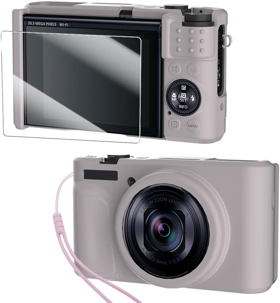 Camera Case for Canon PowerShot SX740/ SX730 Digital Camera Accessories,SX740 HS Cave, Soft Silicone Protective Case,Comes with 1 Screen Protectors and 1 Wrist Strap- (Rose Grey)