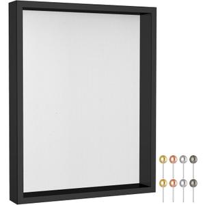 Califortree 11x14 Shadow Box Frame with Soft Linen Back - Metal Push Pins Included, Memory Large Shadow Box Display Case for Bouquet Awards Medals Wedding Photos and More, Black
