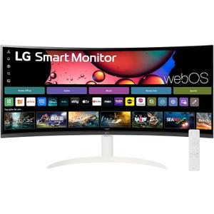 LG 34SR60QC-W 34-inch QHD (3440x1440) Curved Smart Monitor with Streaming, UltraWide Screen, webOS, HDR10, 100Hz, Built-in Speaker, AirPlay2, Screen Share, Bluetooth, ThinQ App, White