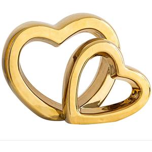 WEIDILIDU Home Decor Porcelain Heart Sculpture Modern Abstract Art Ceramic Statue GoldenTable Decorations for Dining Room Living Room Office Centerpiece (Golden W795)