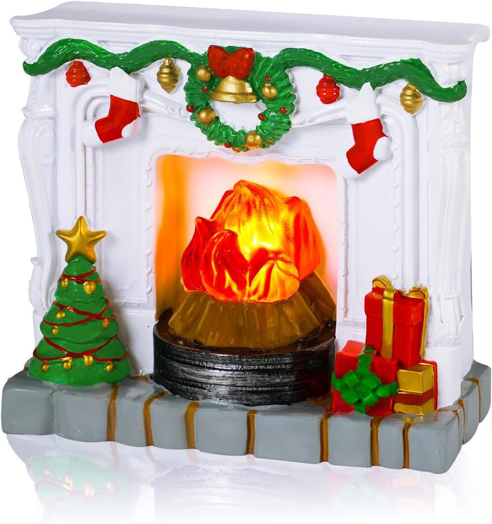1: 12 Scale Mini House Furniture and Accessories Christmas Miniature Fireplace Mini Resin Fireplace for Mini House Christmas Decoration Xmas Gift
