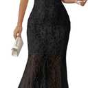 MITILLY Formal 2026 Summer Wedding Guest Dress for Women One Shoulder Bodycon Mesh Cocktail Maxi Dresses (Medium, Black)