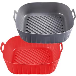Golden Associate Silicone Liners Square for 8 to 8.5 inch Air Fryer, 2 Pcs Non-stick Food-grade Reusable Basket Baking Tray Airfryer Accessories