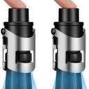 HYZ 2-Pack Champagne Stoppers Wine Saver, Sparkling Wine Vaccum Stoppers with Built-in Pump for Champagne, Prosecco and Cava - Stainless Steel + ABS Champagne Bottle Stoppers, Black